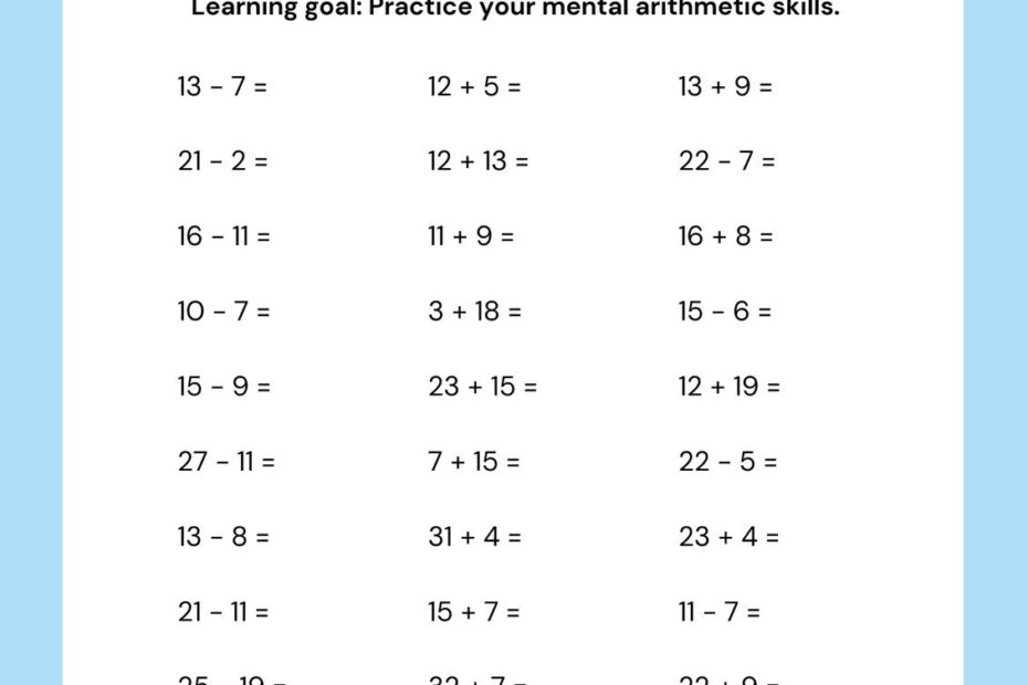 10 Printable Addition Math Worksheets Adding By 1 Numbers Etsy