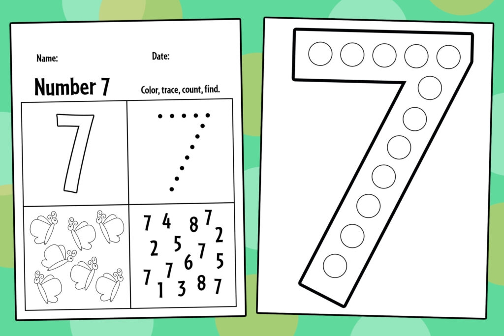 15 All About The Number 7 Tracing Worksheets And Activities 