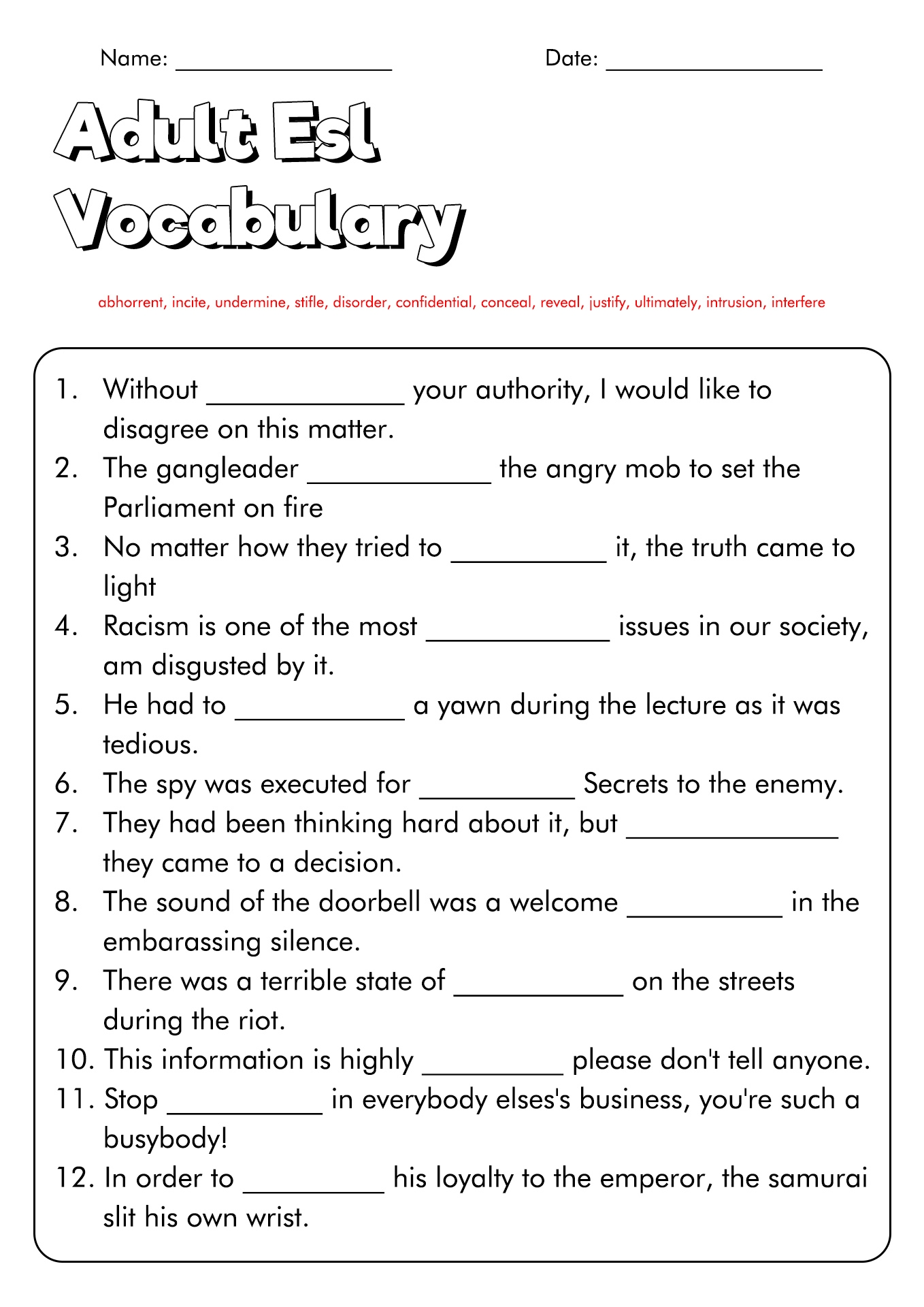 16 Adult ESL Worksheets Free PDF At Worksheeto