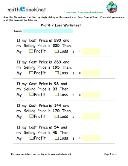 16 Profit And Loss Worksheet Free To Edit Download Print