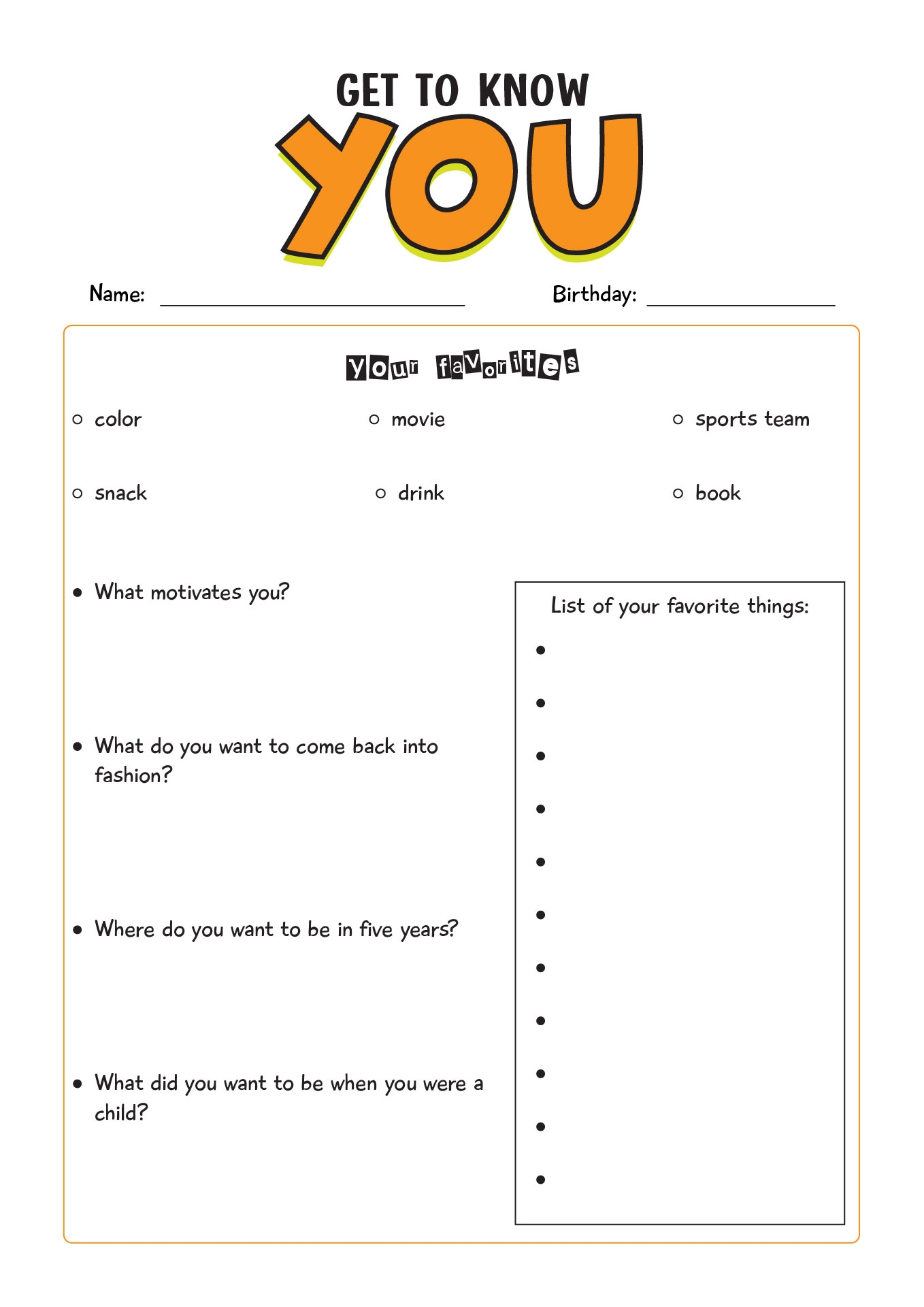 17 Best Images Of Printable Getting To Know You Worksheets Student 