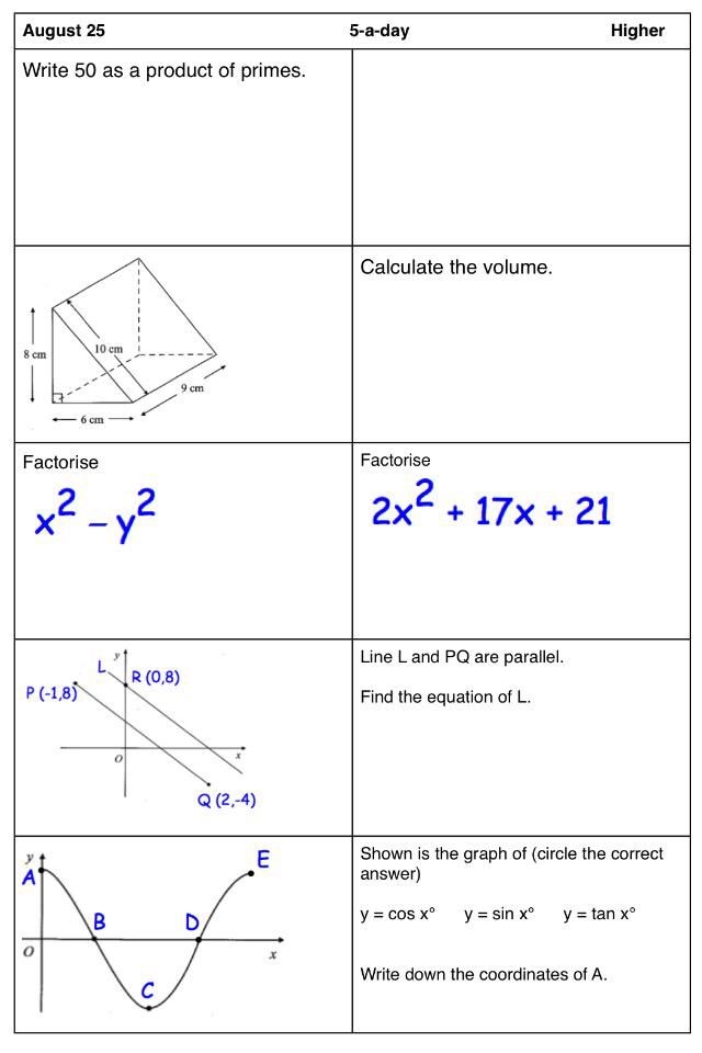 18 Best Images About Corbettmaths 5 a day On Pinterest