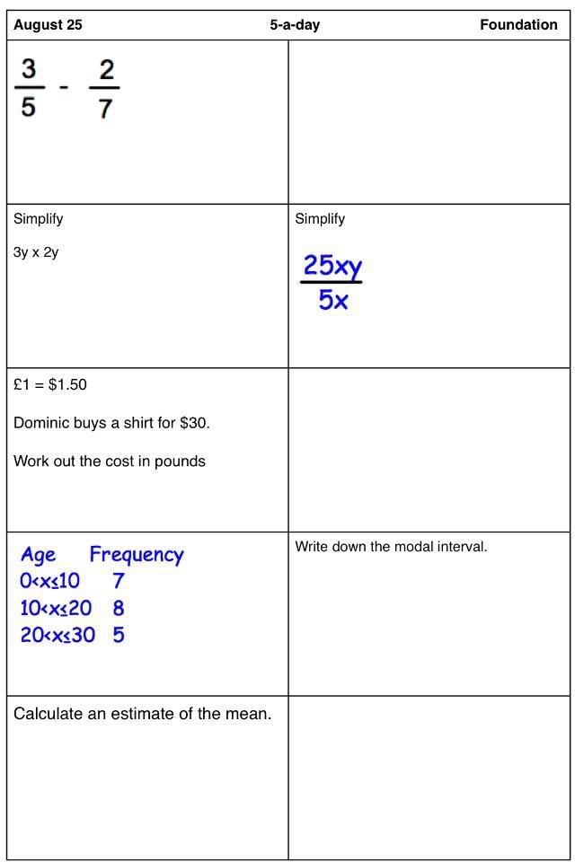 18 Best Images About Corbettmaths 5 a day On Pinterest
