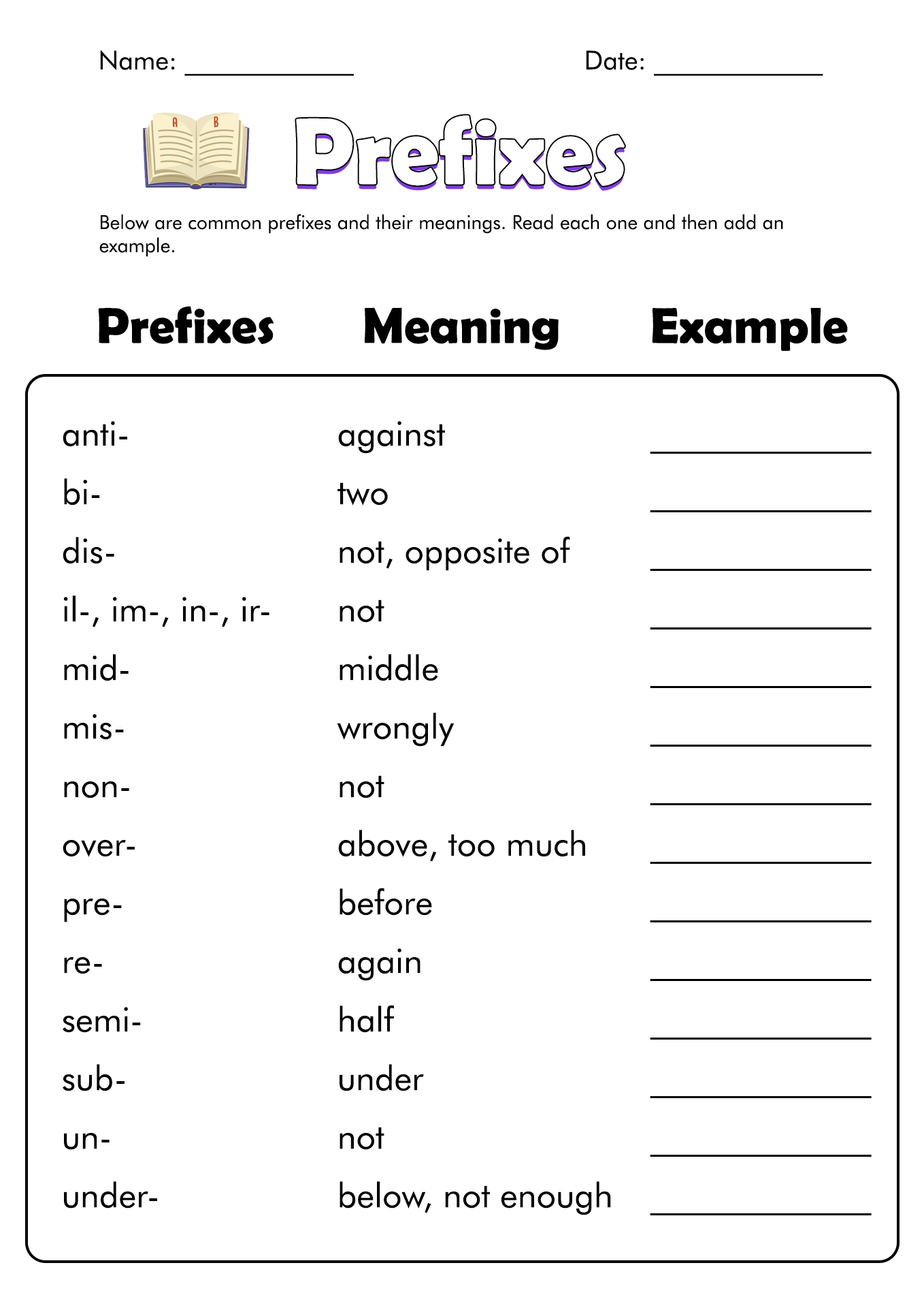 19 Free Printable Prefix Worksheets 4th Grade Free PDF At 