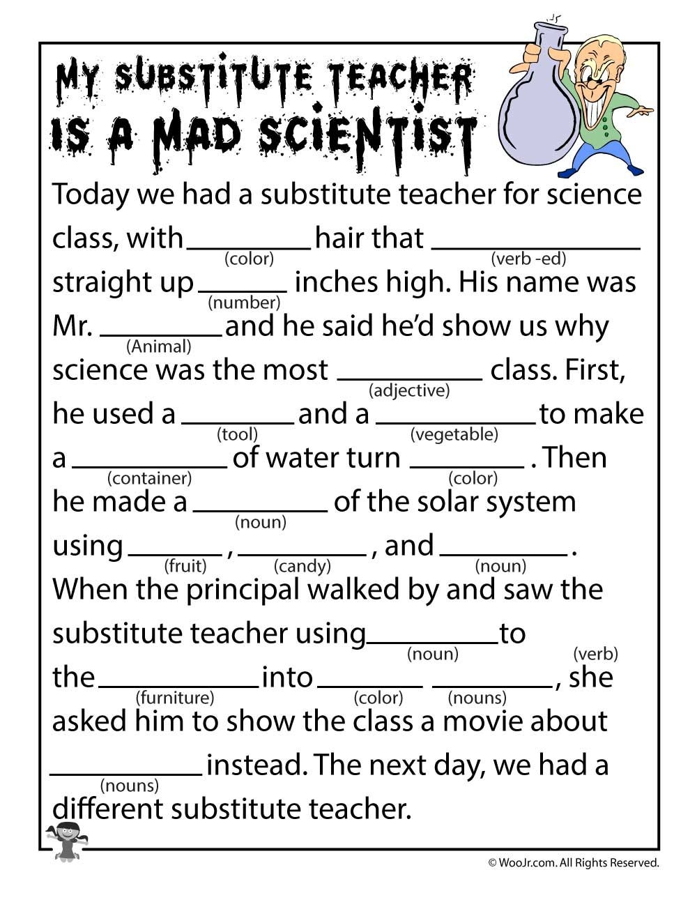 20 Mad Libs Worksheets Worksheets Decoomo