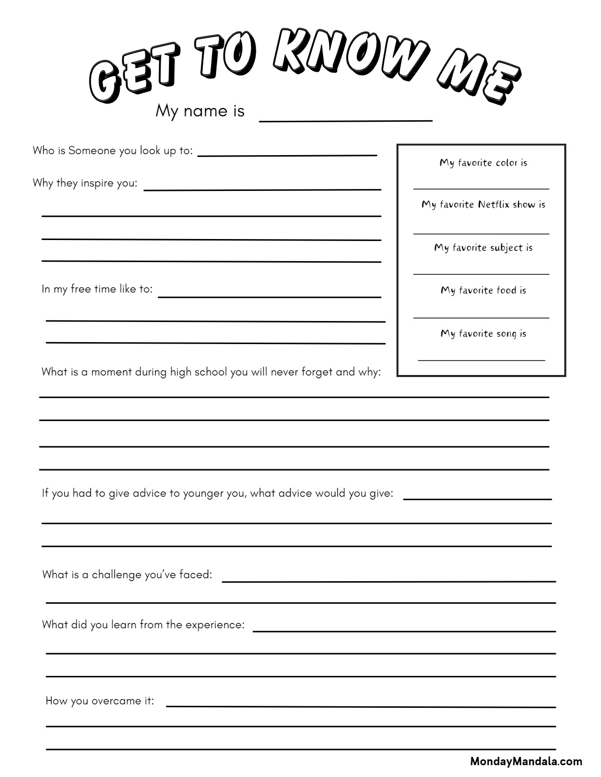 30 All About Me Worksheets Free PDF Printables Worksheets Library