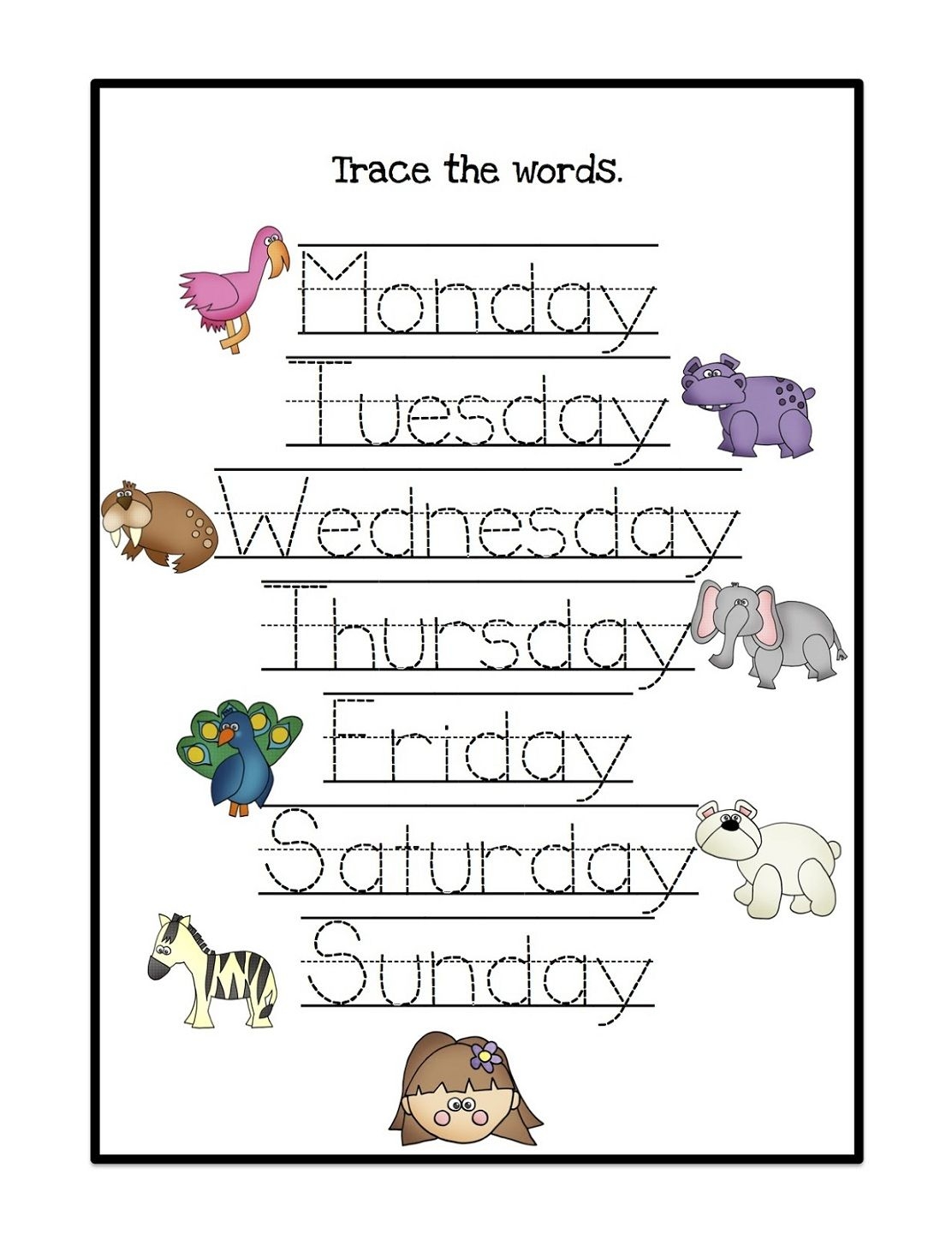 30 Days Of The Week Printable Worksheets Worksheets Decoomo