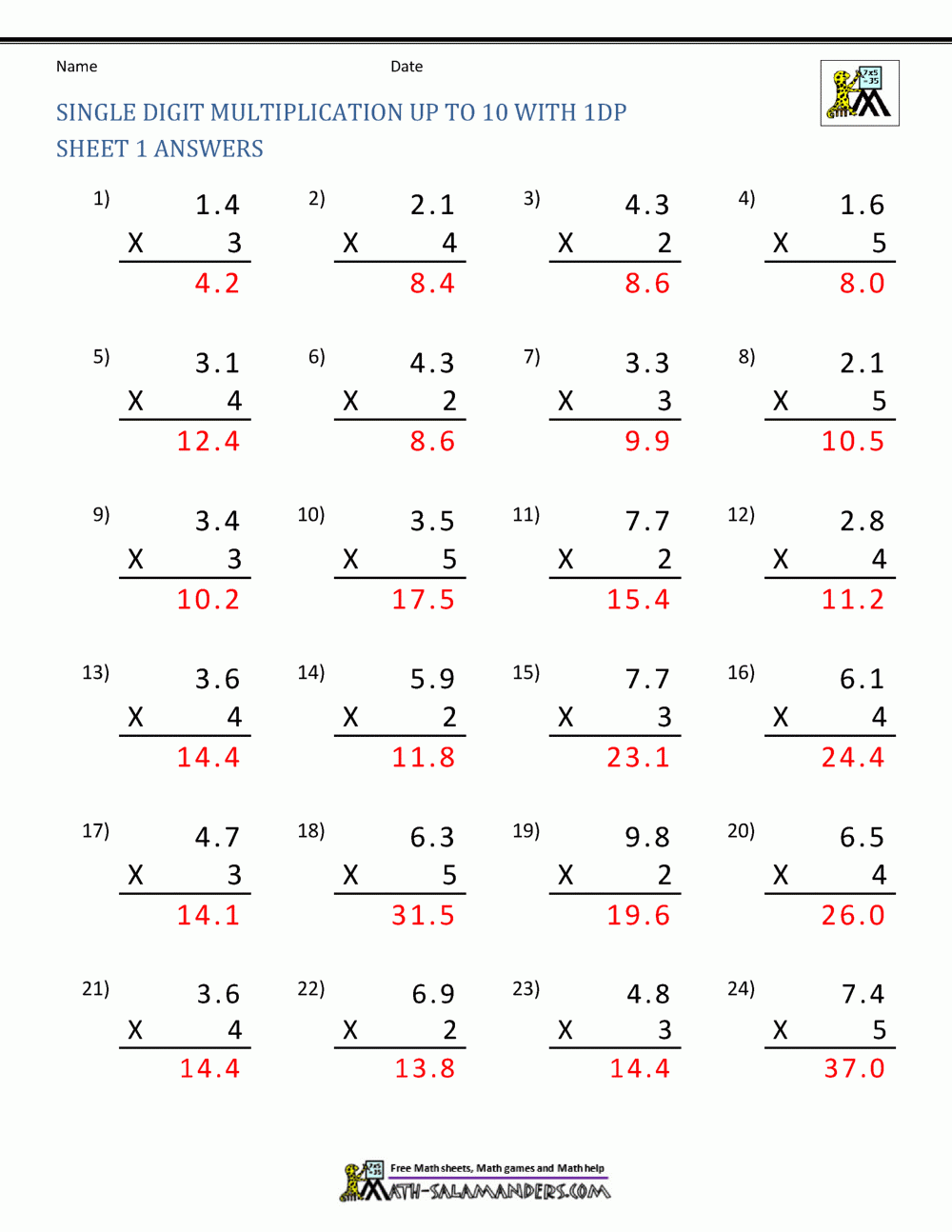 30 Decimal Multiplication Worksheet Worksheets Decoomo