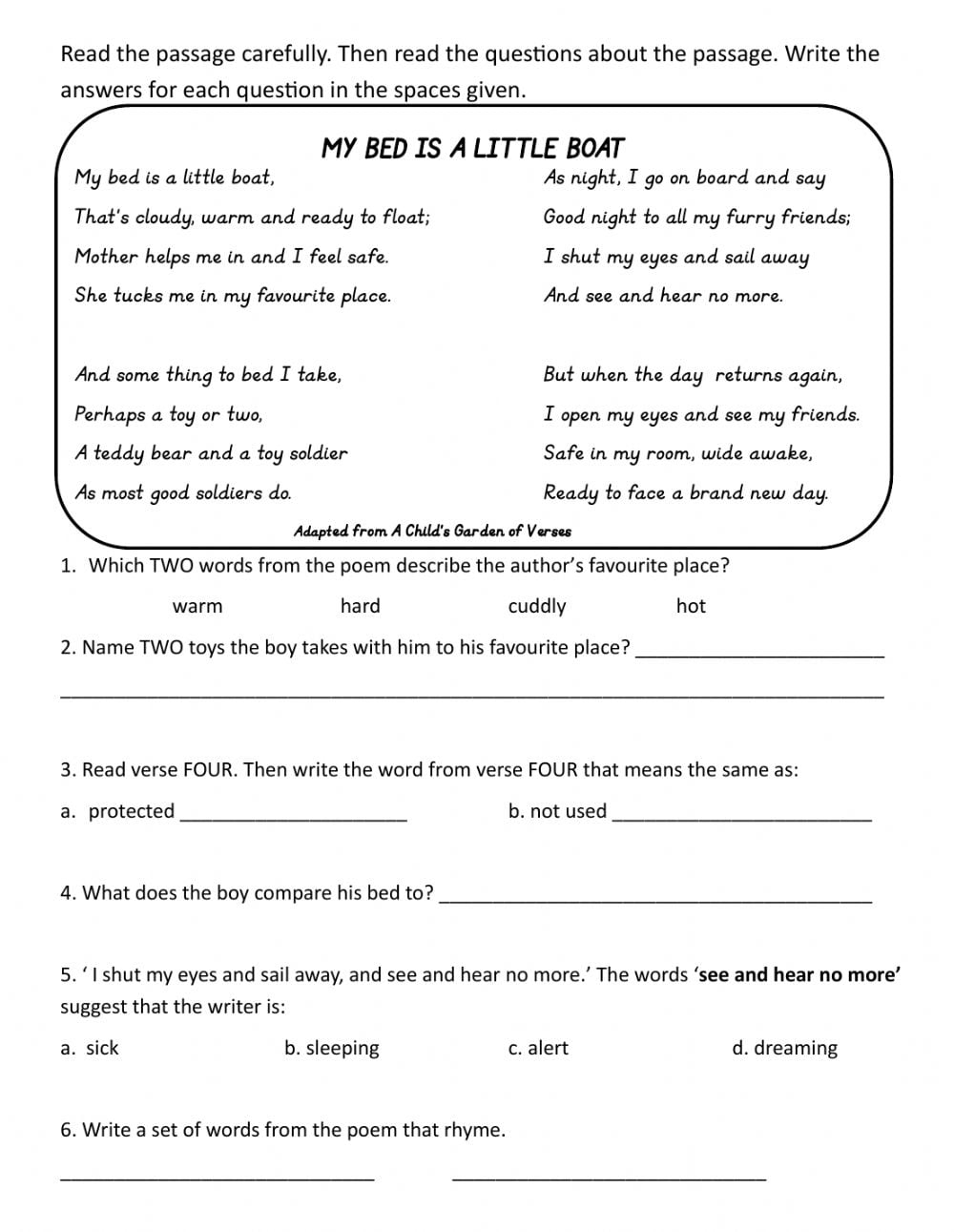 3rd Grade Printable Reading Worksheets Reading Worksheet Printable