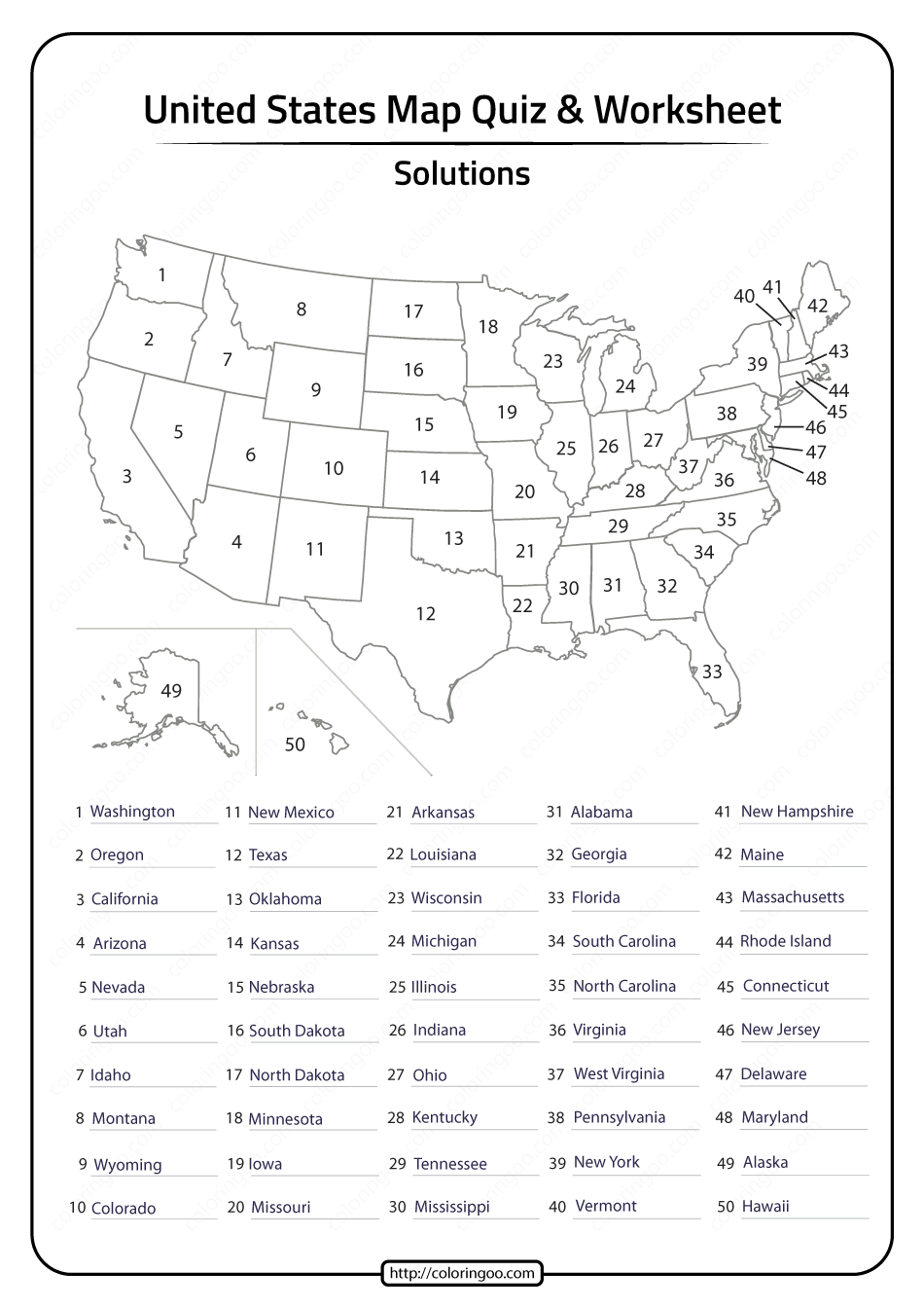 50 States Printable Worksheets Educational Printable Activities