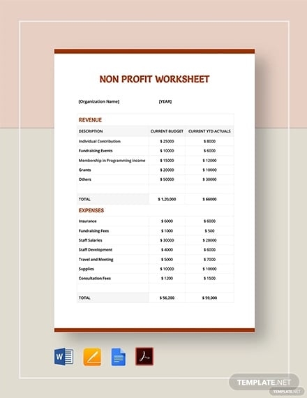 6 Non Profit Sheet Templates Free Samples Examples Format Download