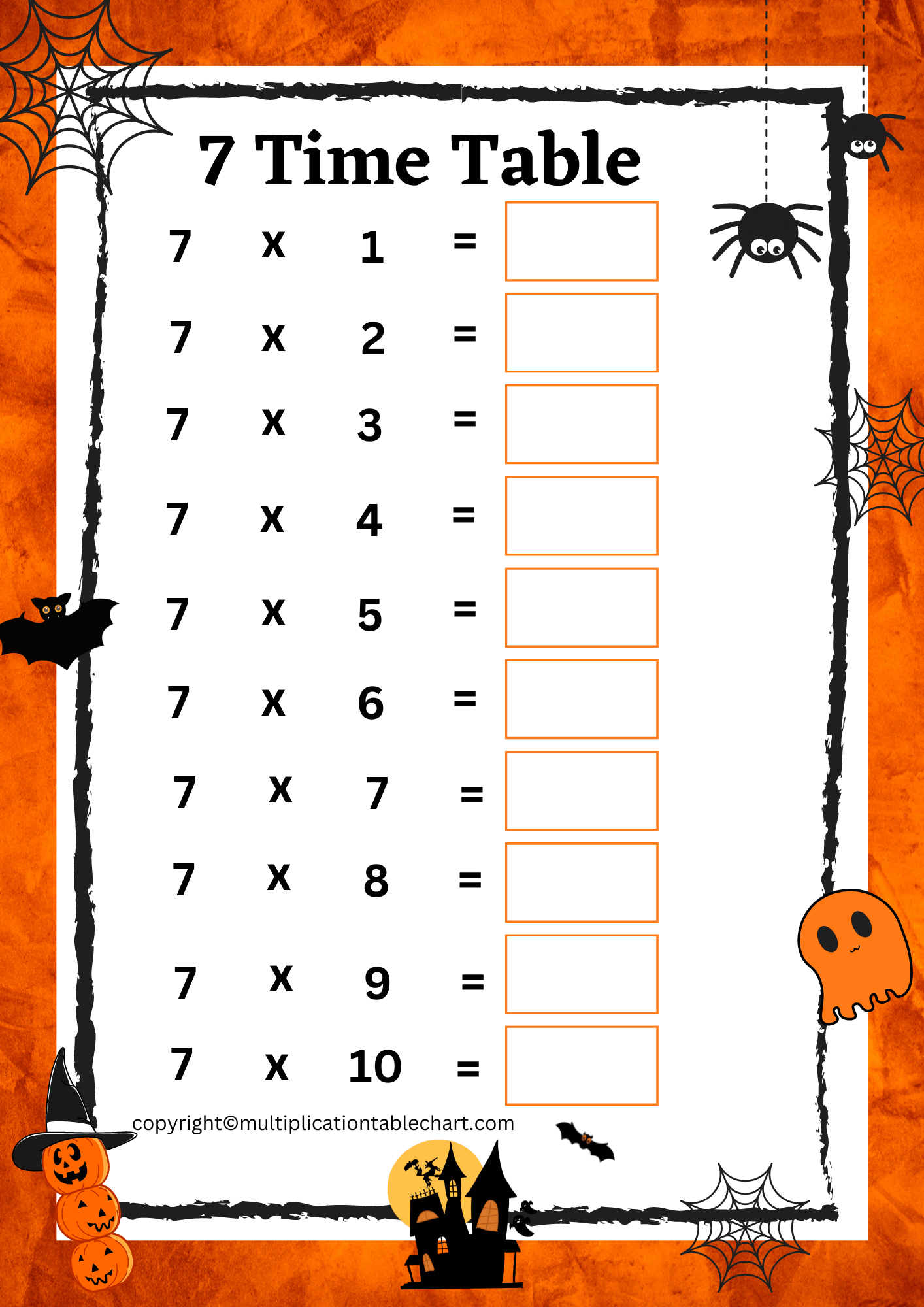 7 Times Table Worksheet 7 Multiplication Table Free PDF