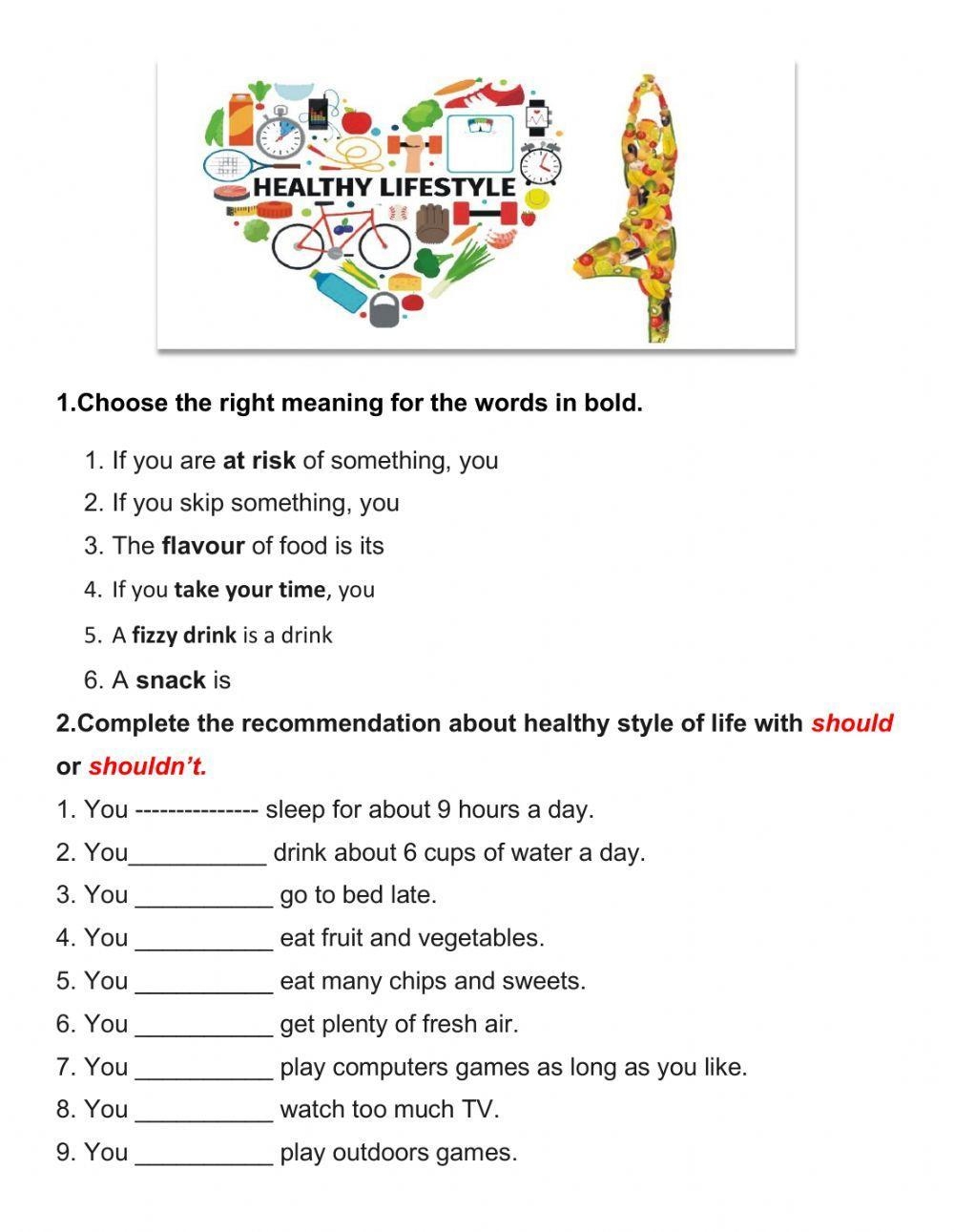 A Healthy Lifestyle 2 Worksheet Live Worksheets Worksheets Library