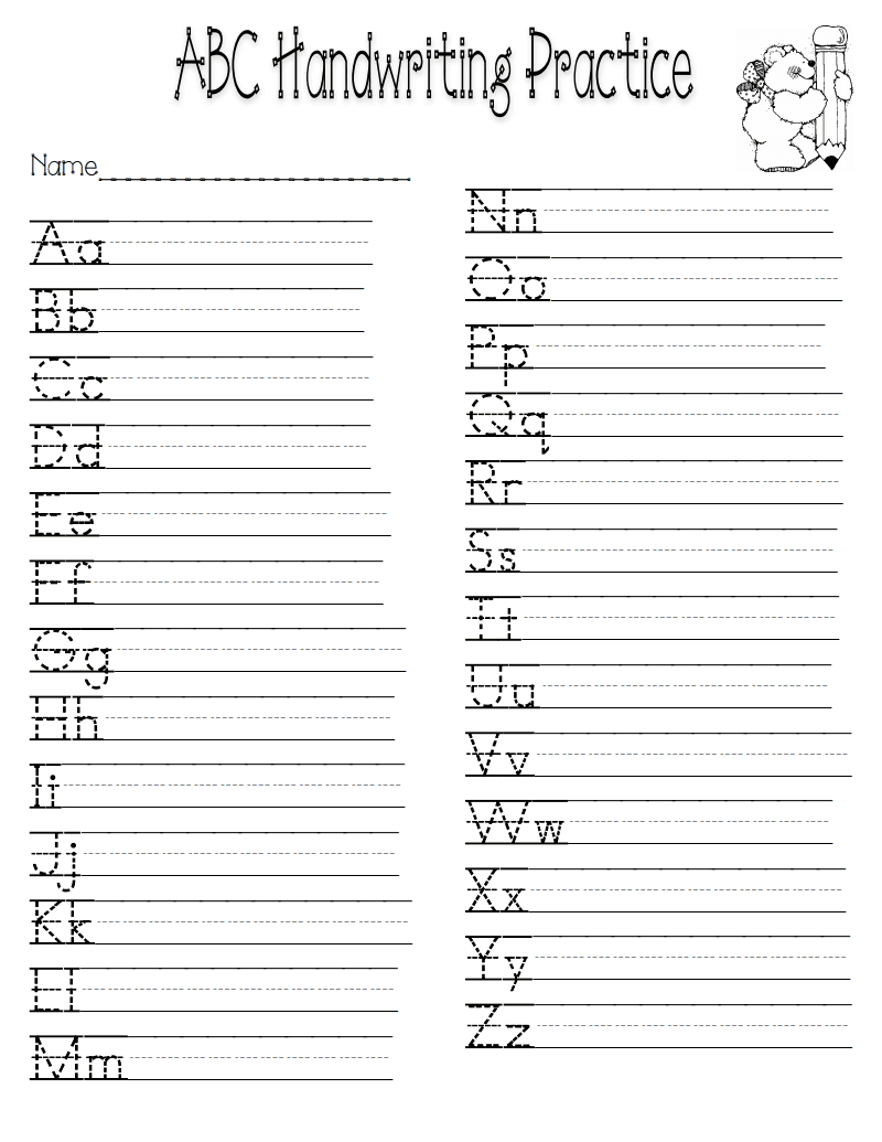 A Z Handwriting Practice No Prep Worksheets For Learning Letters Free 