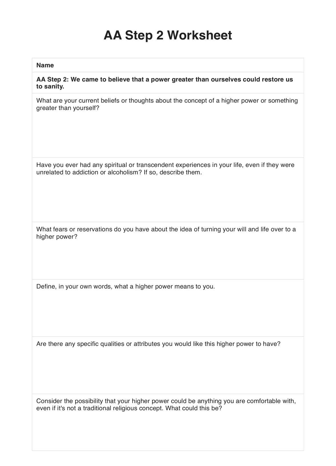 AA Step 11 Worksheets Example Free PDF Download AA Step 11 Worksheets Example Free PDF Download
