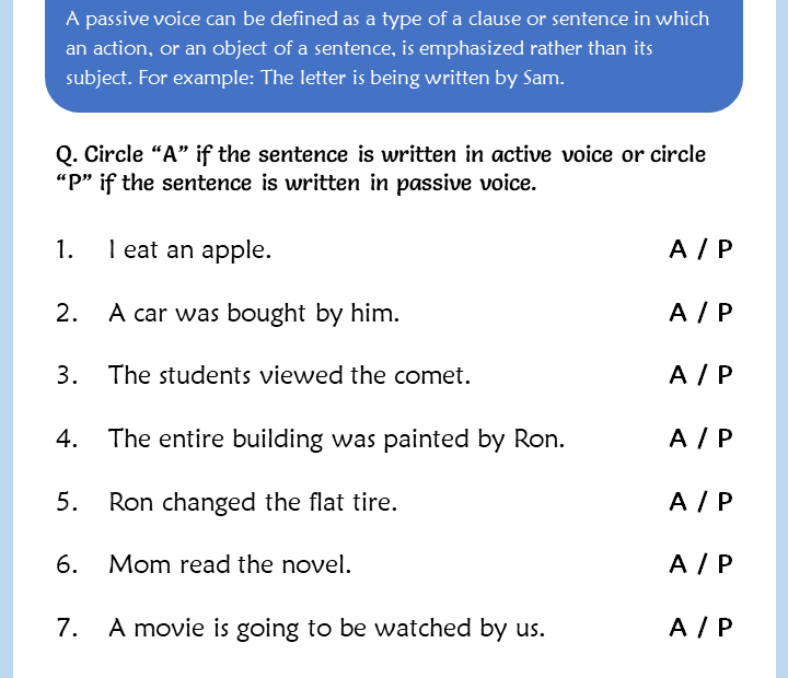 Active and passive voice worksheet Your Home Teacher