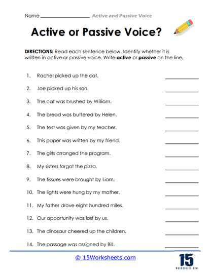 Active Passive Voice Exercise 6 Skoolon Worksheets Library