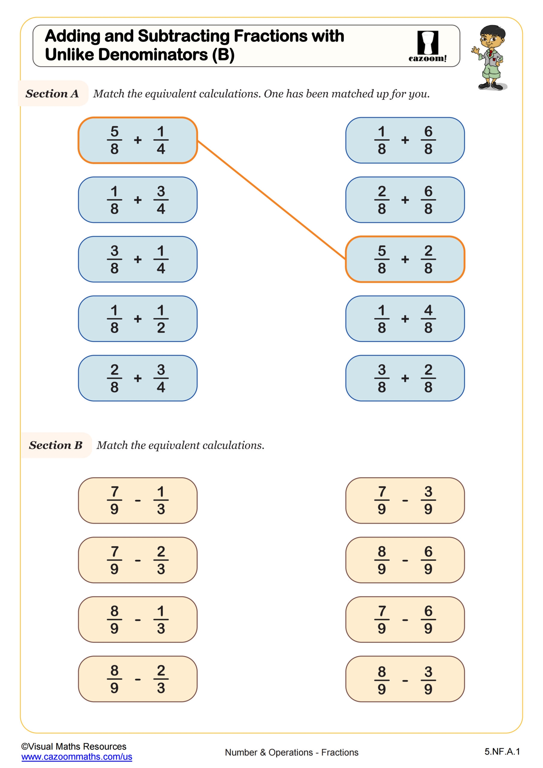 Adding And Subtracting Fractions Worksheets With Answer Key 