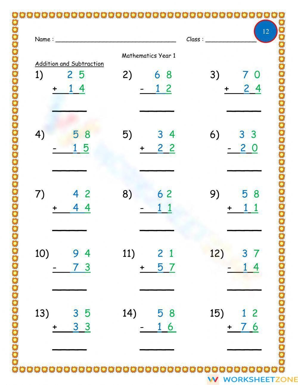 Addition And Subtraction Worksheets With Answer Key Worksheets Library