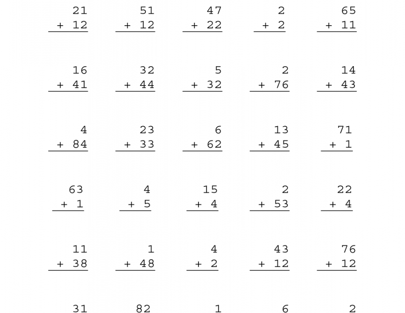 Addition Worksheet For Grade 1 Math Worksheets Printable