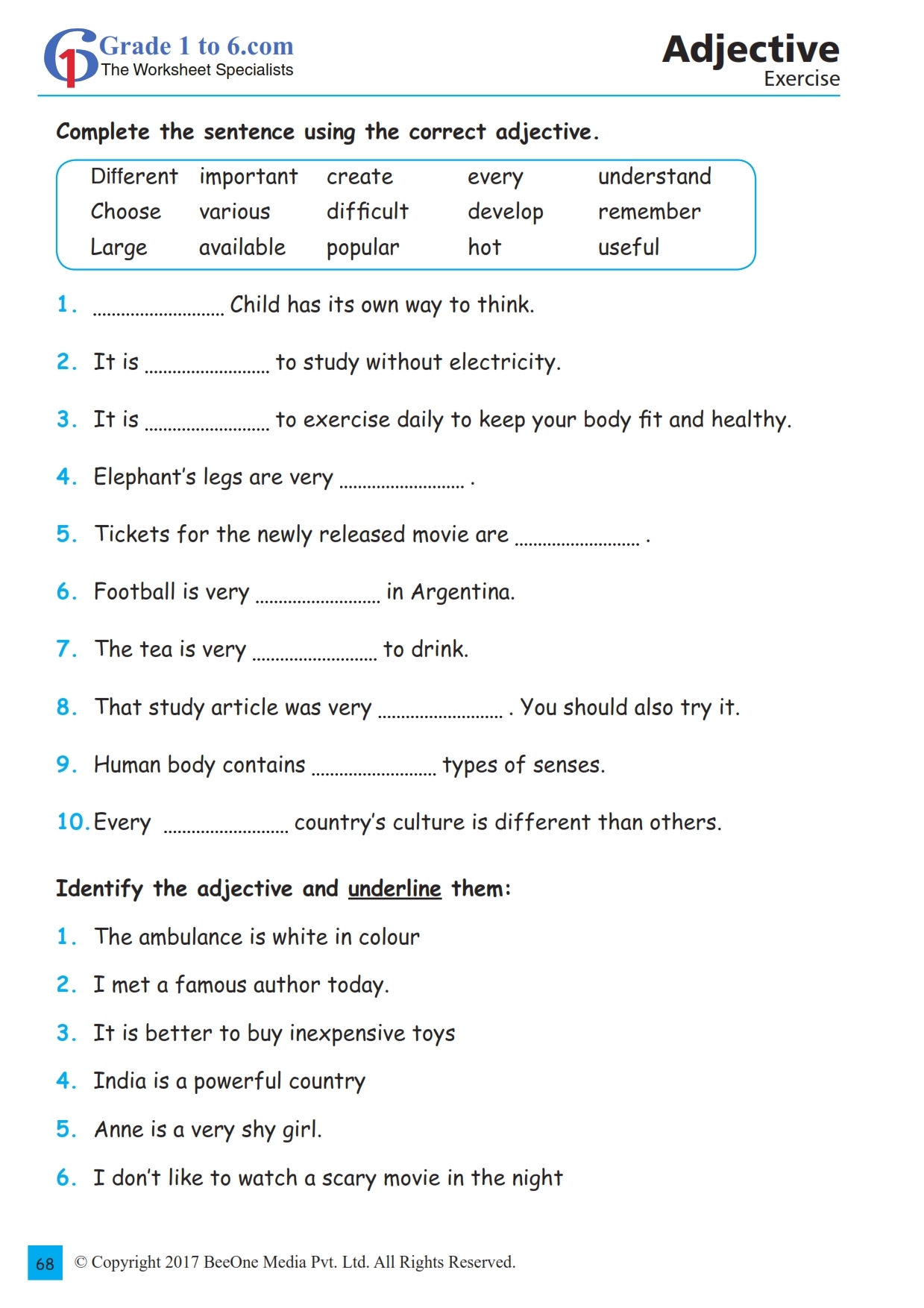 Adjectives Exercises Worksheets Worksheets For Kindergarten Adjectives Exercises Worksheets Worksheets For Kindergarten