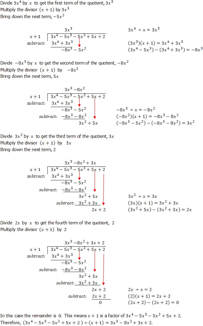 Algebraic Long Division Question 1 With Fully Worked Solution