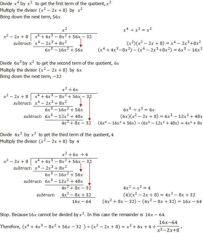 Algebraic Long Division Question 6 With Fully Worked Solution
