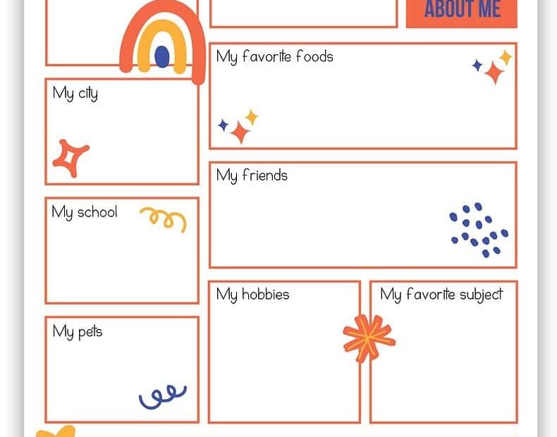 All About Me Printable Worksheet Bilarasa