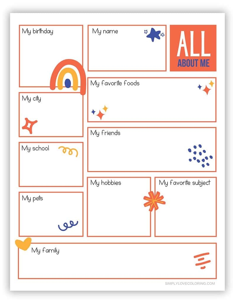All About Me Printable Worksheet Bilarasa