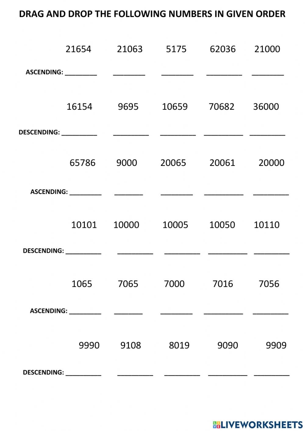 Ascending And Descending Order Worksheetsr WorksheetsCity