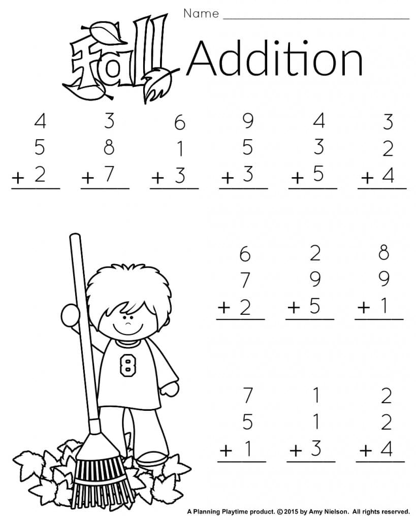 Autumn Addition Worksheets Autumn Addition Worksheets