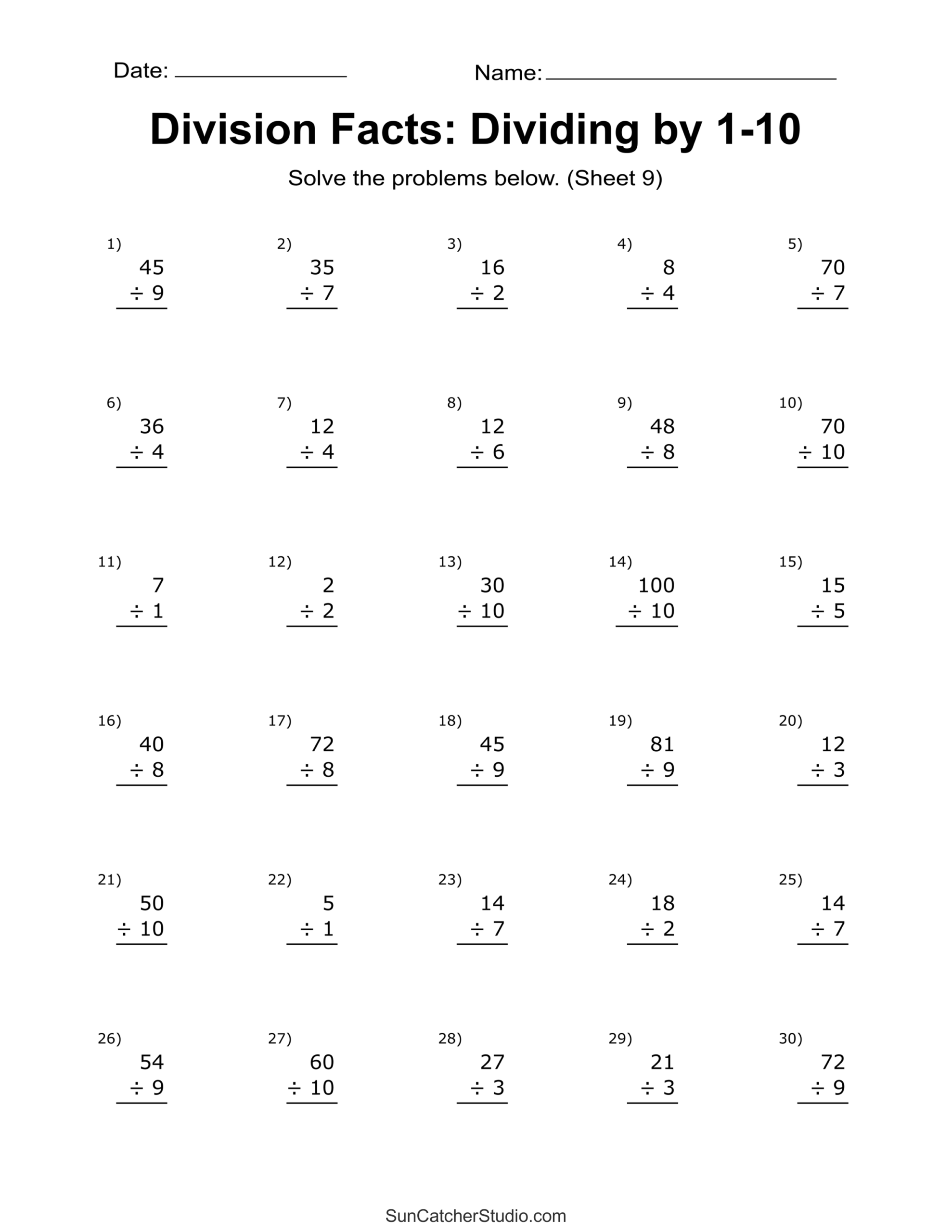 Basic Division Worksheets Practice Division With Free Printable Sheets