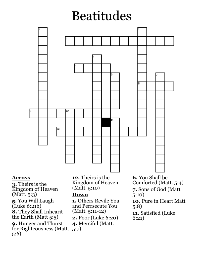 Beatitudes Worksheet pdf
