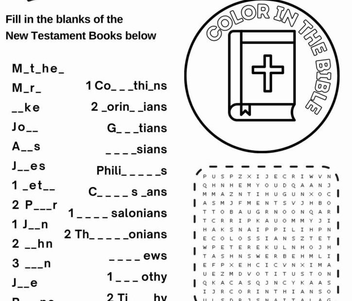 Books Of The Bible New Testament VBS Worksheet Free Bible Worksheets