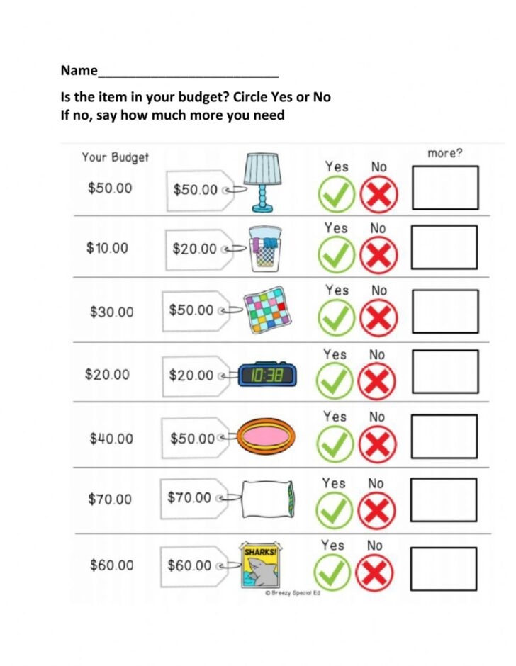 Budgeting Math Worksheets Pdf Printable Worksheets