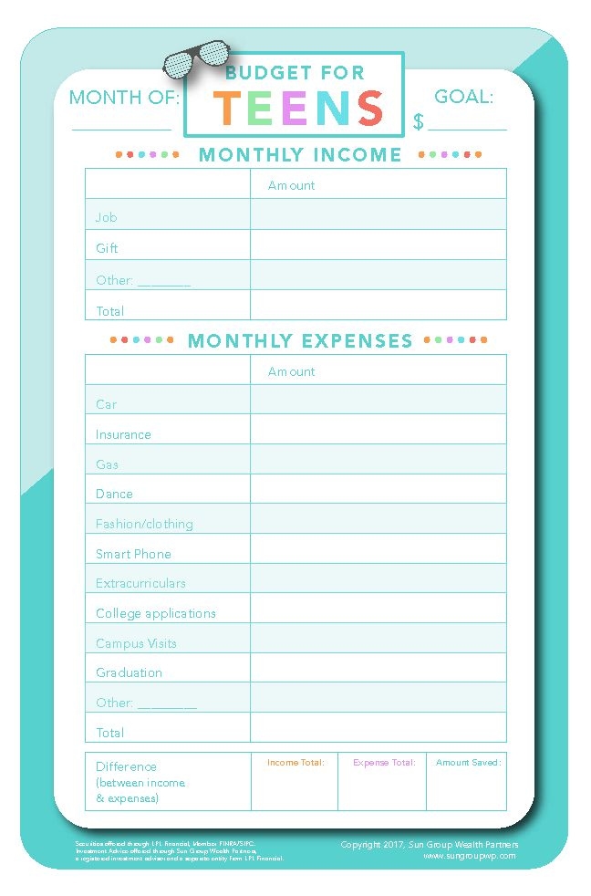 Budgeting Worksheets Printable For Teens Budgeting Worksheets