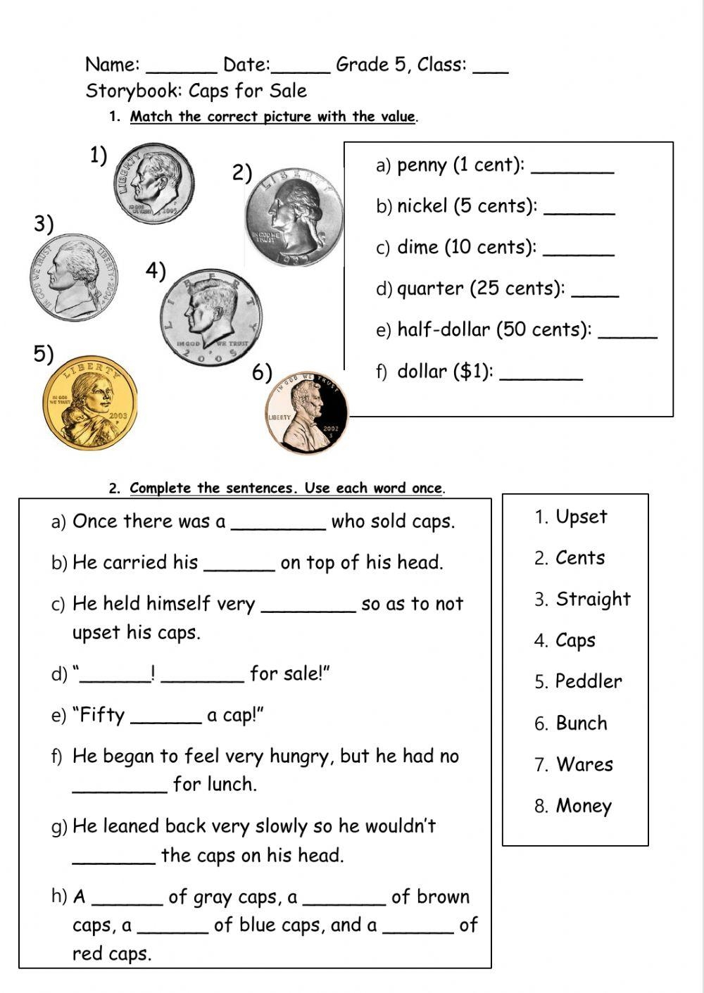 CAPS FOR SALE Childrens Book Hall Of Fame PRINTABLE CUT OUTS 