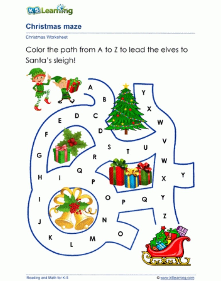 Christmas Worksheets For Kindergarten Printable Kindergarten Worksheets