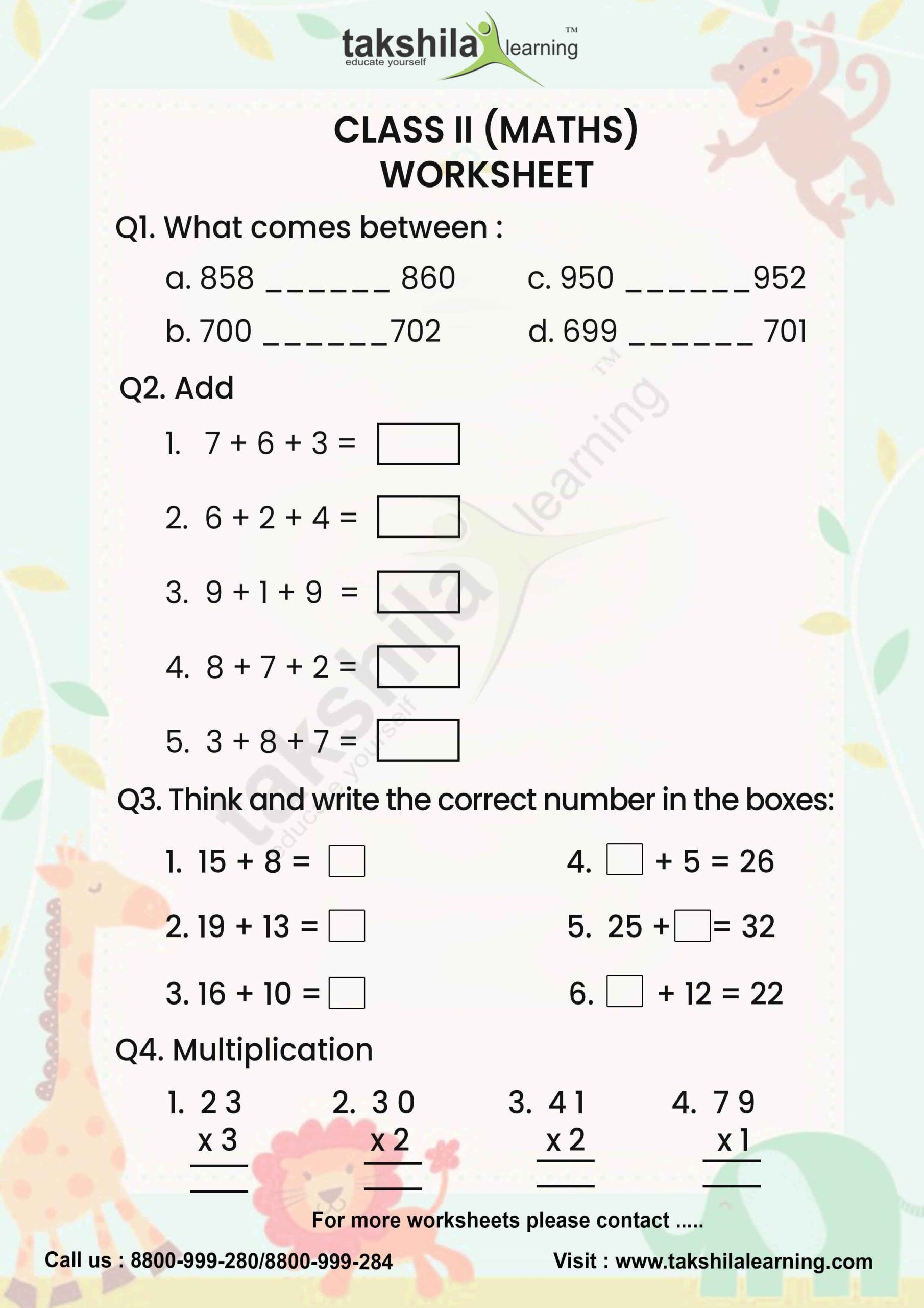 Class 2 Maths Worksheet Download Free Class 2 Worksheet Artofit