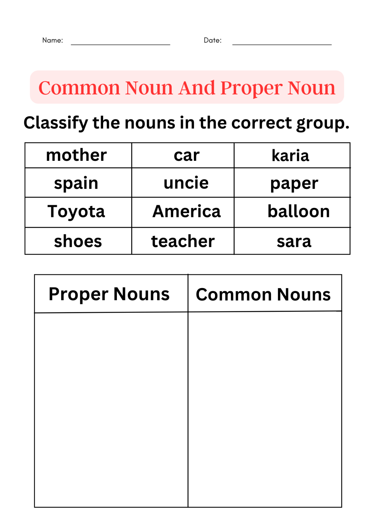 Common And Proper Nouns Worksheets Worksheets Worksheet Hero