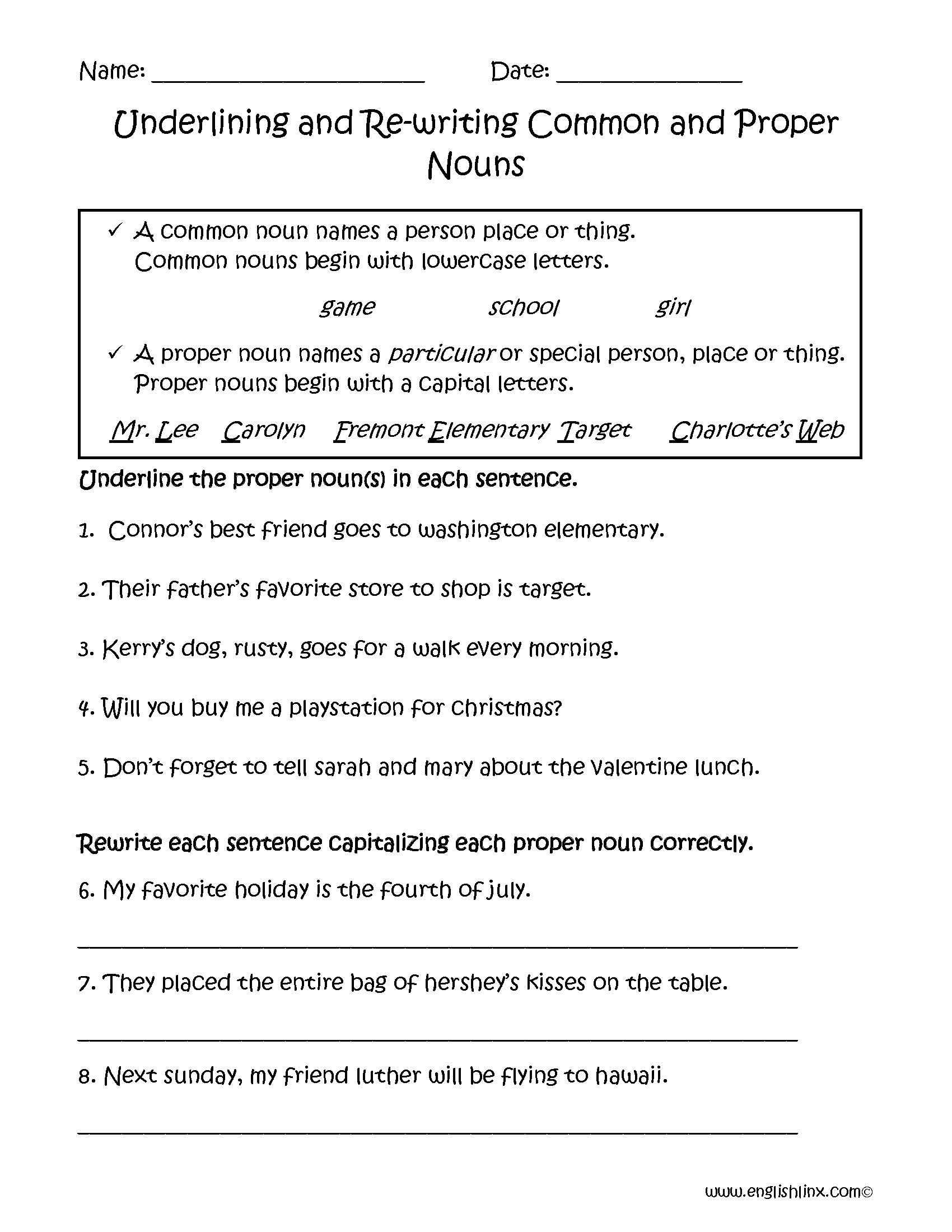 Common Noun Worksheet For Class 4