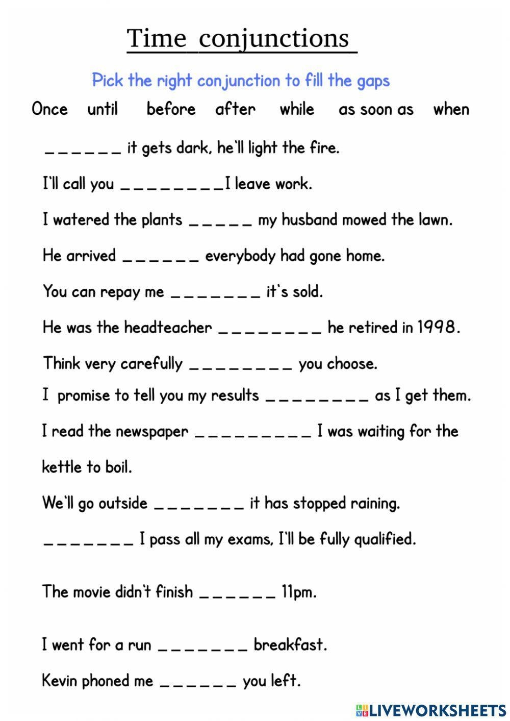 Conjunction Of Conjunctions Of Time And Reason ESL Worksheet By Conjunction Of Conjunctions Of Time And Reason ESL Worksheet By