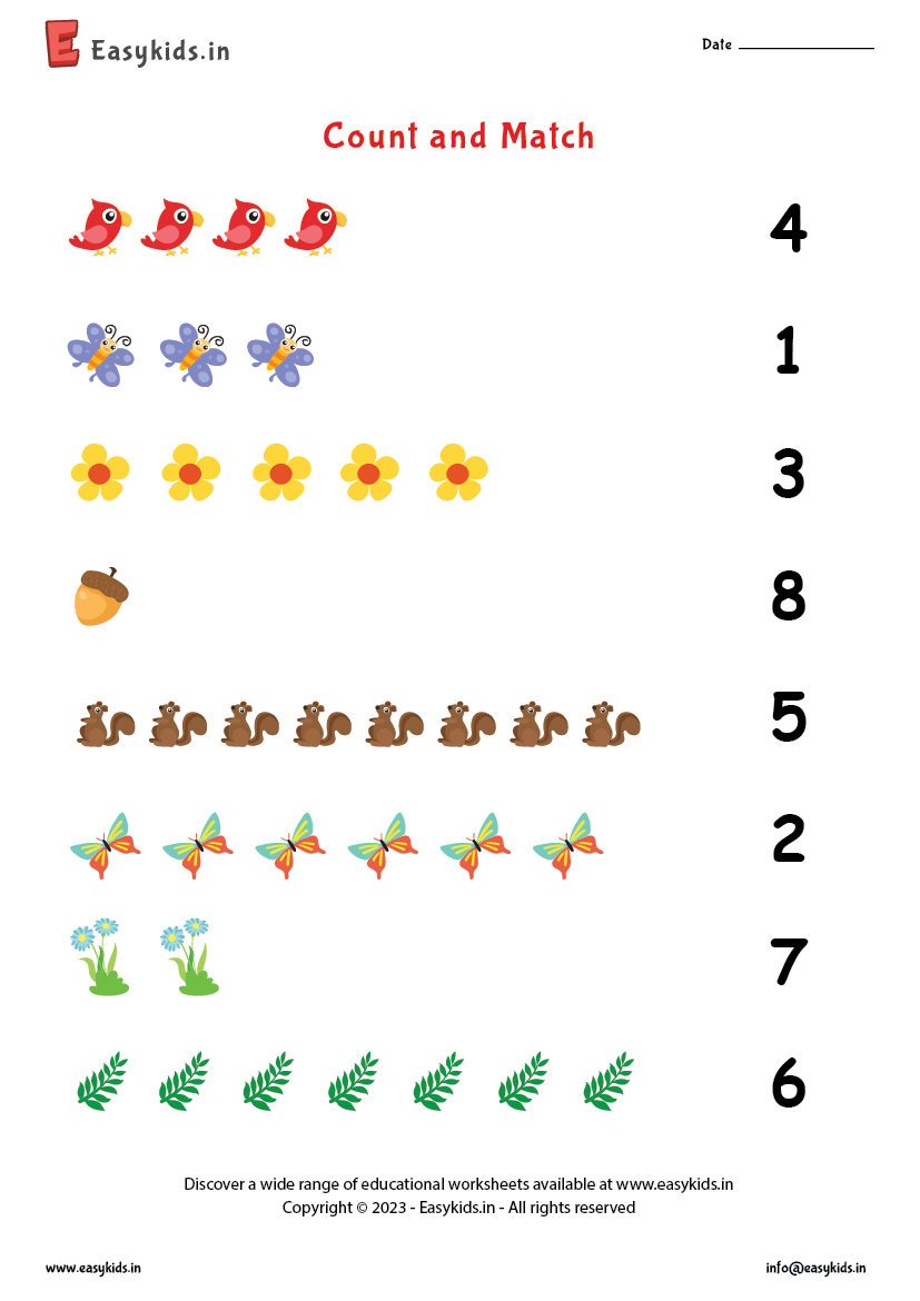 Count And Match Worksheet By Easy Kids EasyKids in