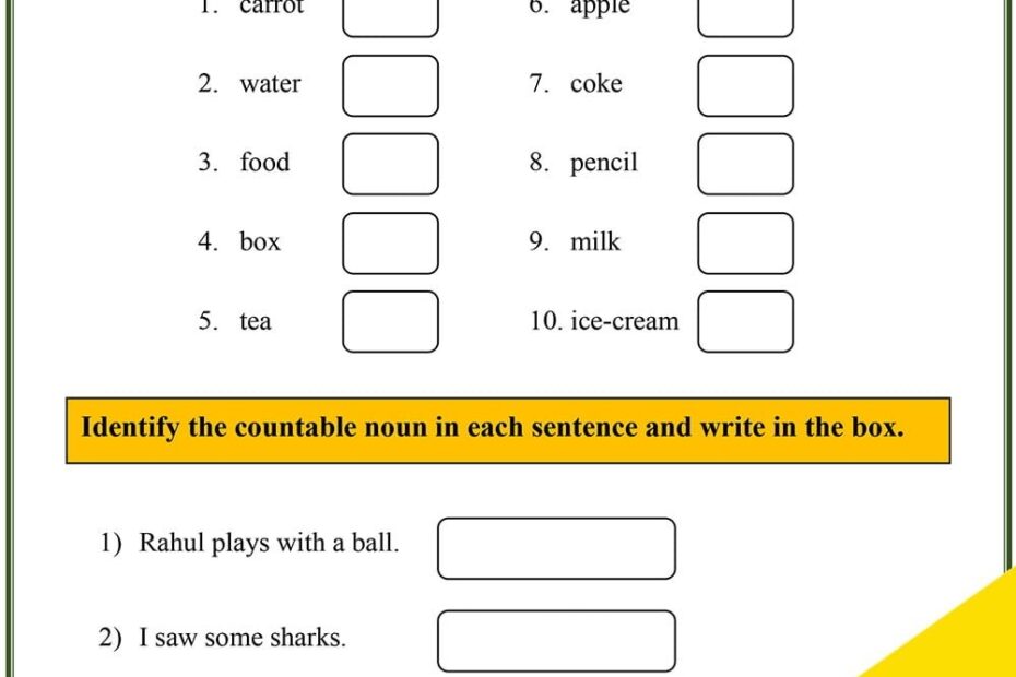 Countable And Uncountable Nouns Skoolon Worksheets Library
