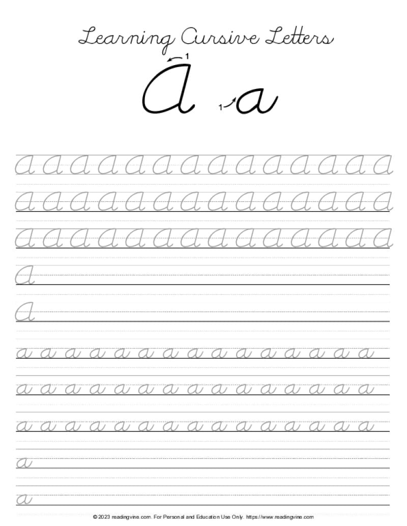 Cursive Writing Practice Sheets A z Clearance Outlet 