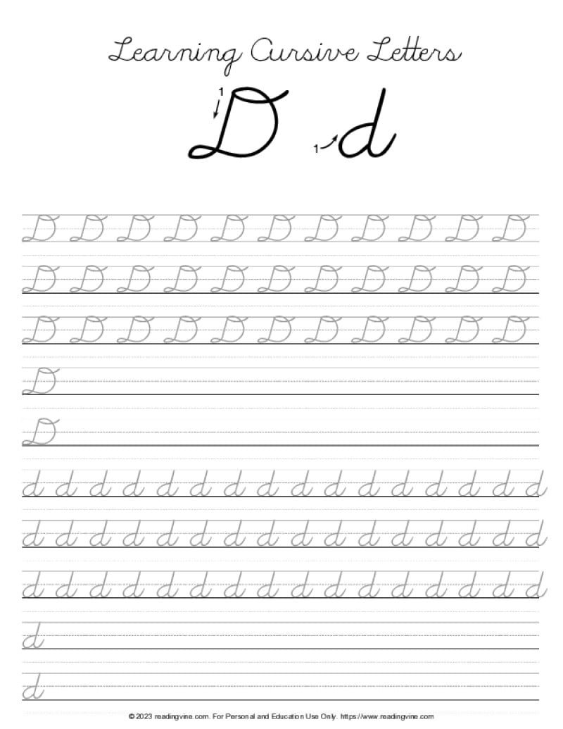 Cursive Writing Practice Sheets PDF ReadingVine