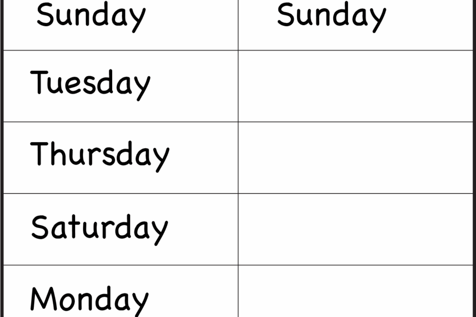 Days Of The Week Printable Activities Printable Worksheets