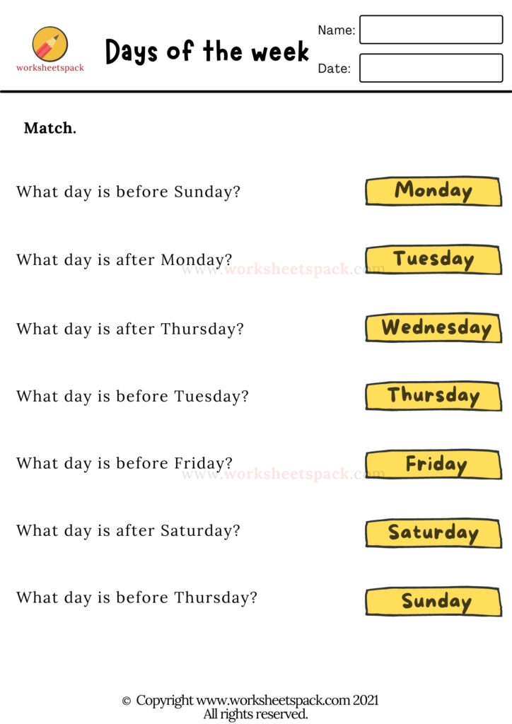 Days Of The Week Worksheets Superstar Worksheets Worksheets Library