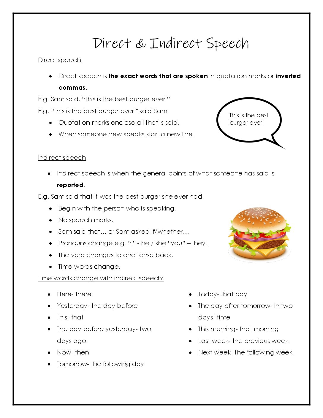 Direct And Indirect Speech Worksheet English Grade 4 5 Teacha 