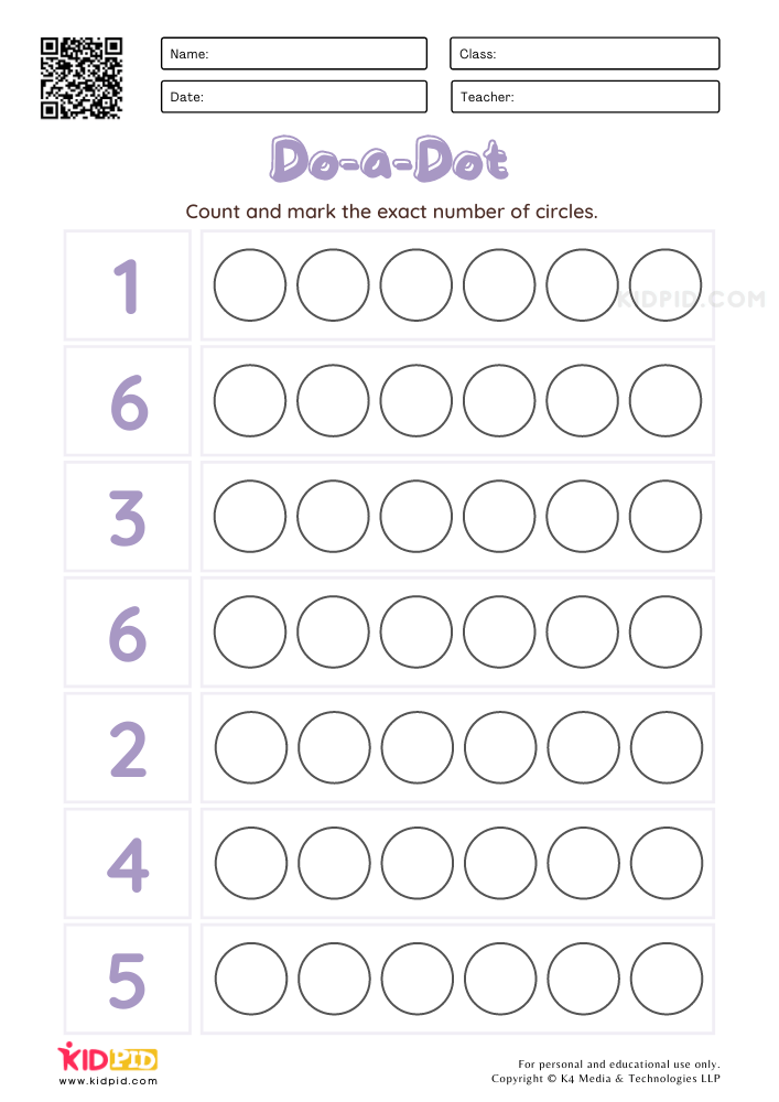 Do a Dot Counting Worksheets For Kids Kidpid